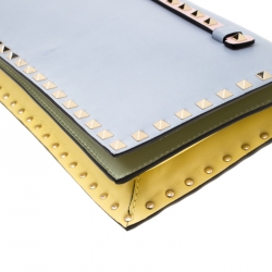 Pre Owned Valentino Tricolor Leather Rockstud Wristlet Clutch