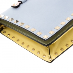 Pre Owned Valentino Tricolor Leather Rockstud Wristlet Clutch