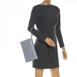 Pre Owned Valentino Tricolor Leather Rockstud Wristlet Clutch