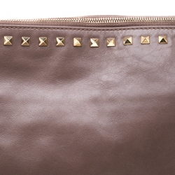 Pre Owned Valentino Dark Grey Leather Rockstud Clutch