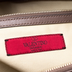 Pre Owned Valentino Dark Grey Leather Rockstud Clutch