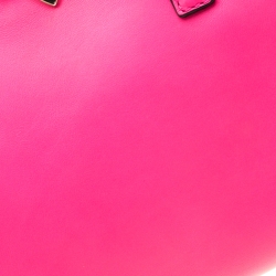 Pre Owned Valentino  Neon Pink Leather Small Rockstud Tote Bag