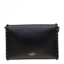 Pre Owned Valentino Black Leather Small Rockstud Shoulder Bag