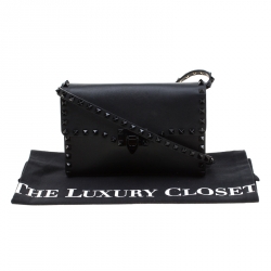 Pre Owned Valentino Black Leather Small Rockstud Shoulder Bag