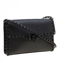 Pre Owned Valentino Black Leather Small Rockstud Shoulder Bag