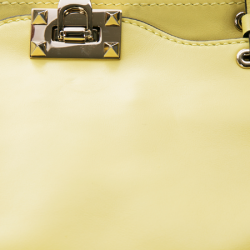 Pre Owned Valentino Yellow Leather Medium Studded Rockstud Tote