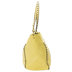 Pre Owned Valentino Yellow Leather Medium Studded Rockstud Tote