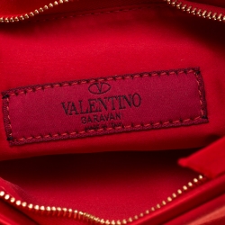 Pre Owned Valentino Red Satin Pleated Bow Clutch