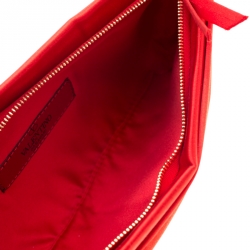 Pre Owned Valentino Red Satin Pleated Bow Clutch