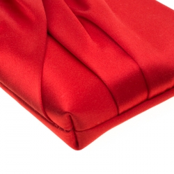 Pre Owned Valentino Red Satin Pleated Bow Clutch