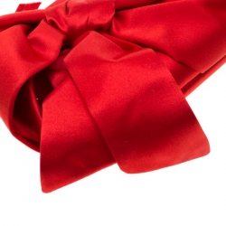 Pre Owned Valentino Red Satin Pleated Bow Clutch