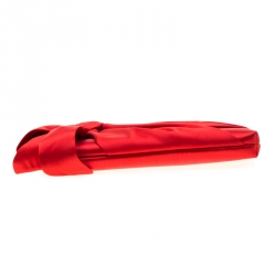 Pre Owned Valentino Red Satin Pleated Bow Clutch