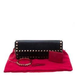 Pre Owned Valentino Black Leather Rockstud Bracelet Clutch