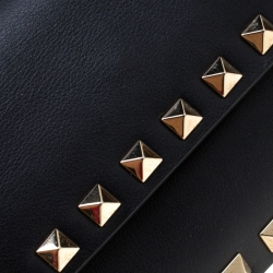 Pre Owned Valentino Black Leather Rockstud Bracelet Clutch