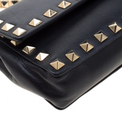 Pre Owned Valentino Black Leather Rockstud Bracelet Clutch