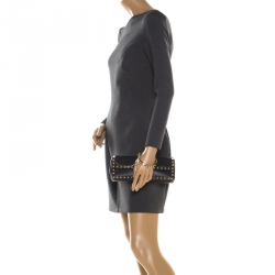 Pre Owned Valentino Black Leather Rockstud Bracelet Clutch