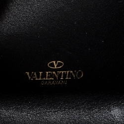 Pre Owned Valentino Black Leather Rockstud Coin Purse