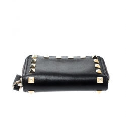 Pre Owned Valentino Black Leather Rockstud Coin Purse