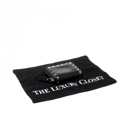 Pre Owned Valentino Black Leather Rockstud Coin Purse