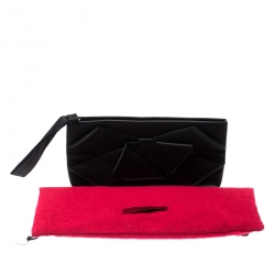 Pre Owned Valentino Black Satin Bow Clutch