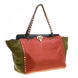 Pre Owned Valentino Multicolor Leather Medium Studded Rockstud Tote