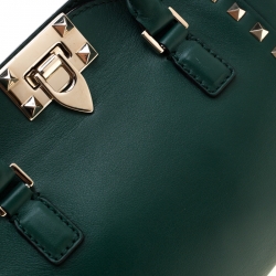 Pre Owned Valentino Green Leather Mini Rigid Rockstud Tote