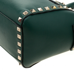 Pre Owned Valentino Green Leather Mini Rigid Rockstud Tote