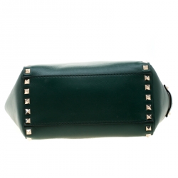 Pre Owned Valentino Green Leather Mini Rigid Rockstud Tote
