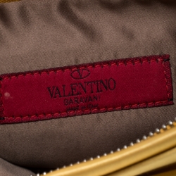 Pre Owned Valentino Yellow Satin Pleated Bow Clutch