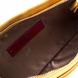 Pre Owned Valentino Yellow Satin Pleated Bow Clutch