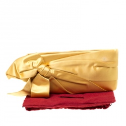 Pre Owned Valentino Yellow Satin Pleated Bow Clutch
