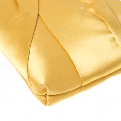 Pre Owned Valentino Yellow Satin Pleated Bow Clutch