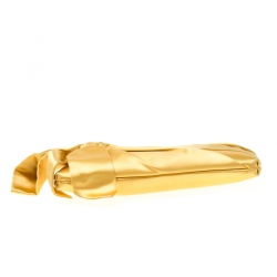 Pre Owned Valentino Yellow Satin Pleated Bow Clutch