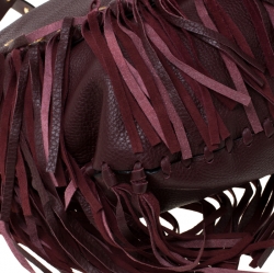 Pre Owned Valentino Burgundy Leather C Rockee Studded Fringe Hobo