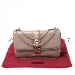 Pre Owned Valentino Beige Leather Medium Rockstud Lock Flap Bag