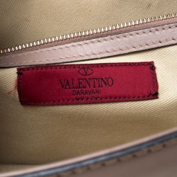 Pre Owned Valentino Beige Leather Medium Rockstud Lock Flap Bag