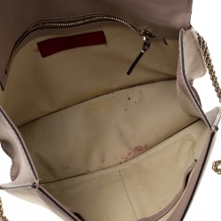 Pre Owned Valentino Beige Leather Medium Rockstud Lock Flap Bag
