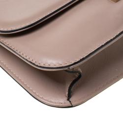 Pre Owned Valentino Beige Leather Medium Rockstud Lock Flap Bag