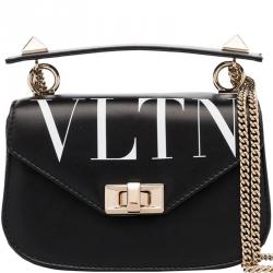 Valentino Black Leather VLTN Crossbody Bag