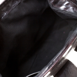 Pre Owned Valentino Dark Brown Leather Crystal Catch Satchel