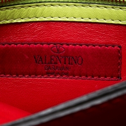 Pre Owned Valentino Lime Green Leather Rockstud Wristlet Clutch