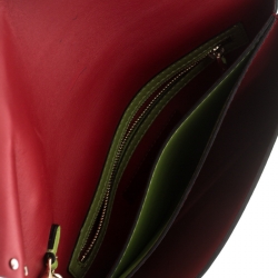 Pre Owned Valentino Lime Green Leather Rockstud Wristlet Clutch