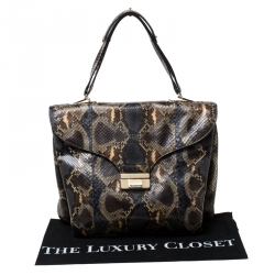 Pre Owned Valentino Multicolor Python Triple Compartment Shoulder Bag