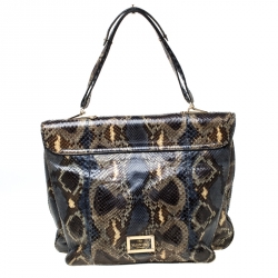 Pre Owned Valentino Multicolor Python Triple Compartment Shoulder Bag