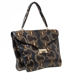 Pre Owned Valentino Multicolor Python Triple Compartment Shoulder Bag