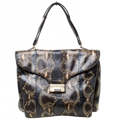 Pre Owned Valentino Multicolor Python Triple Compartment Shoulder Bag