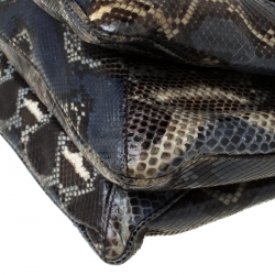 Pre Owned Valentino Multicolor Python Triple Compartment Shoulder Bag