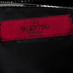 Pre Owned Valentino Pink/Black Silk and Patent Leather Organza Rosier Tote