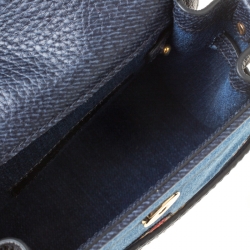 Pre Owned Valentino Blue Embroidered Butterfly Fabric and Leather  My Rockstud Crossbody Bag