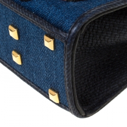 Pre Owned Valentino Blue Embroidered Butterfly Fabric and Leather  My Rockstud Crossbody Bag